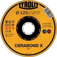 Cerabond X Cut-Off Wheel, 5" x 0.04", 7/8" Arbor, Ceramic Ontario Packaging