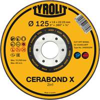 CERABOND X Cut-Off Wheel for Steel & Stainless Steel, 4-1/2" x 0.45", 7/8" Arbor, Type 1, Ceramic, 12250 RPM Ontario Packaging