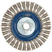 Brosse &agrave; fils nou&eacute;s pour cordons de soudure pour meuleuse angulaire, Dia. 5", Fils 0,02", Arbre 5/8"-11, Acier inoxydable Ontario Packaging