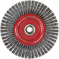 Brosse &agrave; fils nou&eacute;s pour cordons de soudure pour meuleuse angulaire, Dia. 6", Fils 0,02", Arbre 5/8"-11, Acier Ontario Packaging