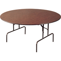 Folding Table, Round, 60" L x 60" W, Laminate, Brown OA304 | Ontario Packaging