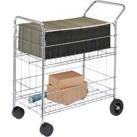 Wire Mail Cart, 200 lbs. Capacity, Chrome, 19" D x 30" L x 39-1/4" H, Chrome Plated OB185 | Ontario Packaging