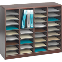 E-Z Stor<sup>®</sup> Literature Organizer, Stationary, 36 Slots, Wood, 40" W x 3/4" D x 32-1/2" H OE145 | Ontario Packaging