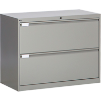 Lateral Filing Cabinet, Steel, 2 Drawers, 36" W x 18" D x 27-7/8" H, Grey OP215 | Ontario Packaging