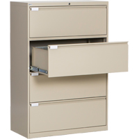 Lateral Filing Cabinet, Steel, 4 Drawers, 36" W x 18" D x 53-3/8" H, Beige OP220 | Ontario Packaging