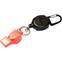 Self Retracting ID Badge and Key Reel with Whistle, Zinc Alloy Metal, 24" Cable, Carabiner Attachment OP294 | Ontario Packaging