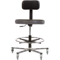 SF160™ Industrial Grade Ergonomic Chair, Mobile, Adjustable, 18" - 23", Vinyl Seat, Black/Grey OP504 | Ontario Packaging