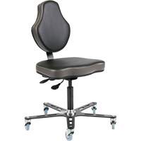 Vega™ Industrial Grade Ergonomic Chair, Mobile, Adjustable, 18" - 23", Vinyl Seat, Black/Grey OP508 | Ontario Packaging