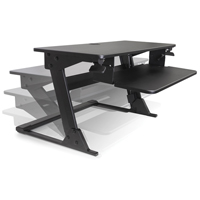 Goya™ Sit-Stand Workstation, Desktop Unit, 21" H x 35-2/5" W x 24" D, Black OP807 | Ontario Packaging