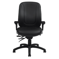 Overtime High Back Chair, Leather, Black, 300 lbs. Capacity OP924 | Ontario Packaging