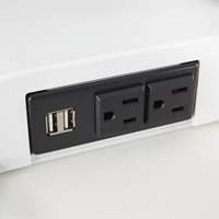 Soar Sit/Stand Electric Desk with Dual Monitor Arm, Desktop Unit, 37-1/4" H x 27-3/4" W x 22" D, White Ontario Packaging