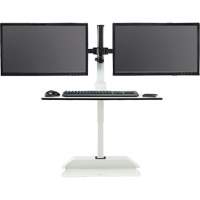 Soar Sit/Stand Electric Desk with Dual Monitor Arm, Desktop Unit, 37-1/4" H x 27-3/4" W x 22" D, White Ontario Packaging