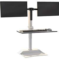 Soar™ Sit/Stand Electric Desk with Dual Monitor Arm, Desktop Unit, 37-1/4" H x 27-3/4" W x 22" D, White OQ926 | Ontario Packaging