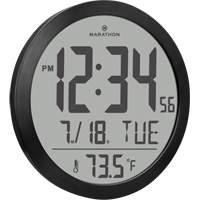 Round Digital Wall Clock, Digital, Battery Operated, 15" Dia., Black OR488 | Ontario Packaging