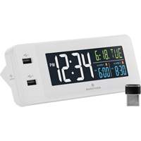 Hotel Collection Fast-Charging Dual USB Alarm Clock, Digital, Battery Operated, White OR489 | Ontario Packaging