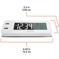 Hotel Collection Fast-Charging Dual USB Alarm Clock, Digital, Battery Operated, White OR489 | Ontario Packaging