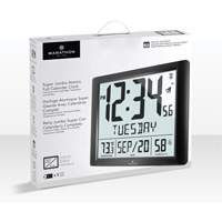 Super Jumbo Self-Setting Wall Clock, Digital, Battery Operated, Black OR492 | Ontario Packaging