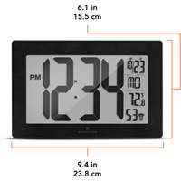 Self-Setting & Self-Adjusting Wall Clock with Stand, Digital, Battery Operated, Black OR493 | Ontario Packaging