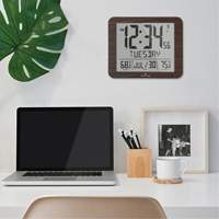 Slim Self-Setting Full Calendar Wall Clock, Digital, Battery Operated, Black OR496 | Ontario Packaging