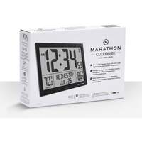 Horloge à réglage automatique à calendrier complet avec de très grands caractères, Numérique, À piles, Noir OR497 | Ontario Packaging