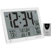 Self-Setting Full Calendar Clock with Extra Large Digits, Digital, Battery Operated, White OR500 | Ontario Packaging