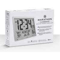 Horloge à réglage automatique à calendrier complet avec de très grands caractères, Numérique, À piles, Blanc OR500 | Ontario Packaging