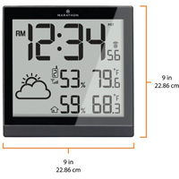 Self-Setting Weather Station and Clock, Digital, Battery Operated, Black OR504 | Ontario Packaging