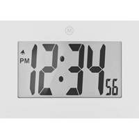 Large Frame Clock, Digital, Battery Operated, 9" W x 1" D x 6.5" H, White Ontario Packaging