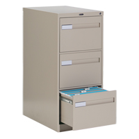 Vertical Filing Cabinet with Recessed Drawer Handles, 3 Drawers, 18.15" W x 26.56" D x 40" H, Beige OTE620 | Ontario Packaging