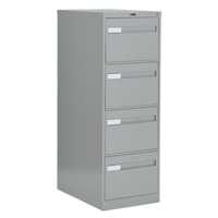 Vertical Filing Cabinet with Recessed Drawer Handles, 4 Drawers, 18.15" W x 26.56" D x 52" H, Grey OTE625 | Ontario Packaging