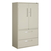 Multi-Stor Cabinet, Steel, 3 Shelves, 65-1/4" H x 36" W x 18" D, Beige OTE785 | Ontario Packaging