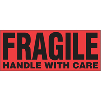 "Fragile Handle with Care" Special Handling Labels, 5" L x 2" W, Black on Red PB419 | Ontario Packaging