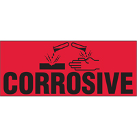 "Corrosive" Special Handling Labels, 5" L x 2" W, Black on Red PB422 | Ontario Packaging