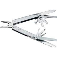 SwissTool Multi-Tool with Lockable Blade, Metal, Metal Handle, 155 mm L, 26 Functions, 0.7 lbs. PG235 | Ontario Packaging