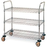 Standard-Duty Utility Carts, Stainless Steel, 18" x 39" x 30", 500 lbs. Capacity Ontario Packaging
