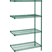 &eacute;tag&egrave;res robustes en treillis m&eacute;tallique au fini &eacute;poxy vert, Ensemble de Ajout, 4 Tablettes, 36" la x 63" h x 24" p Ontario Packaging