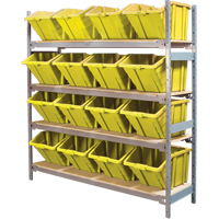 Wide Span Shelving with Jumbo Plastic Bins, Steel, Boltless, 800 lbs. Capacity, 66" W x 72" H x 18" D Ontario Packaging