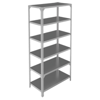 Shelving Unit, Galvanized Steel, Slotted Angle, 400 lbs. Capacity, 36" W x 72" H x 12" D Ontario Packaging