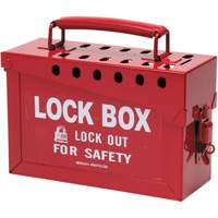 Portable Metal Lock Box, Red SAC639 | Ontario Packaging