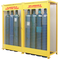 Gas Cylinder Cabinets, 20 Cylinder Capacity, 88" W x 30" D x 74" H, Yellow SAF848 | Ontario Packaging