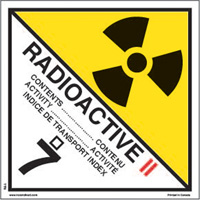 &eacute;tiquettes d'exp&eacute;dition TMD, Classe 7, Radioactif II, Papier Ontario Packaging