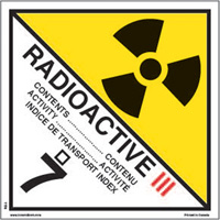 &eacute;tiquettes d'exp&eacute;dition TMD, Classe 7, Radioactif III, Papier Ontario Packaging