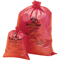 Biohazard Disposal Bags - Orange-Red, Bio-Hazard, 19" L x 14" W, 0.0317 mm, 200 /pkg. SAM046 | Ontario Packaging