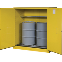 Sure-Grip<sup>®</sup> EX Vertical Drum Storage Cabinets, 110 US gal. Cap., 2 Drums, Yellow SAQ048 | Ontario Packaging