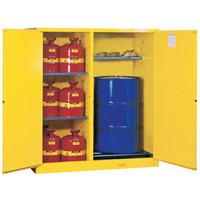 Sure-Grip<sup>®</sup> EX Double-Duty Safety Cabinets, 115 US gal. Cap., 13 Drums, Yellow SAQ053 | Ontario Packaging