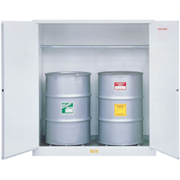 Hazardous Waste Safety Cabinets, 110 US gal. Cap., 2 Drums, White SAQ075 | Ontario Packaging