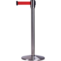 Free-Standing Crowd Control Barrier, Steel, 35" H, Red Tape, 7' Tape Length Ontario Packaging
