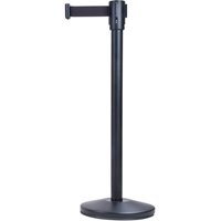 Free-Standing Crowd Control Barrier, Steel, 35" H, Black Tape, 7' Tape Length Ontario Packaging