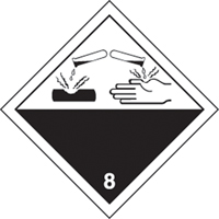 TDG Shipping Labels, Class 8, Corrosives, Paper Ontario Packaging