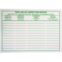 First Aid Kit Inspection Report Cards SAY532 | Ontario Packaging
